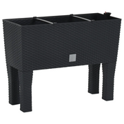 Fioriera | Cassetta per fiori | Vaso Rialzata da Giardino Antracite 60x25x46cm in Rattan PP
