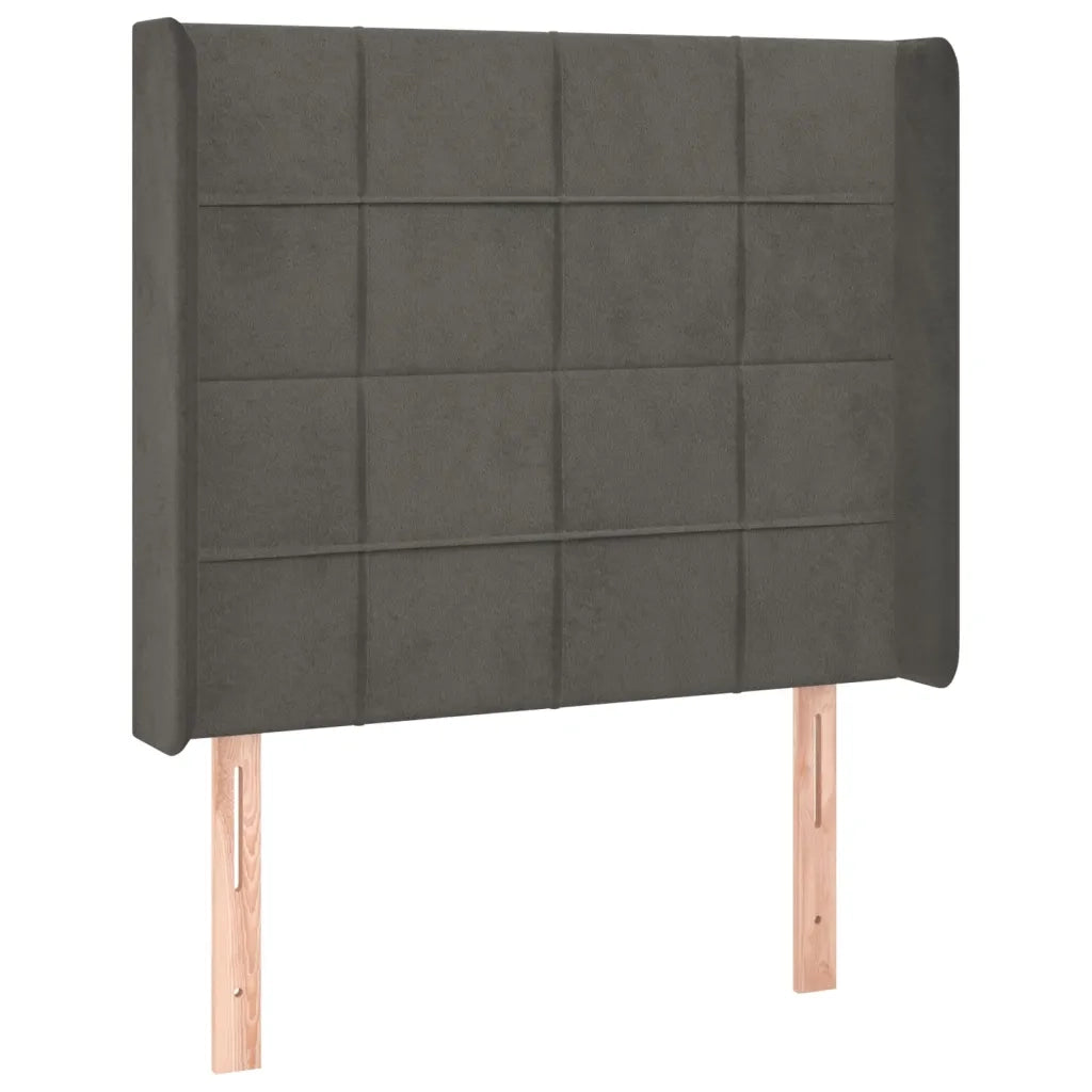 Testiera ad Orecchio Grigio Scuro 93x16x118/128 cm in Velluto