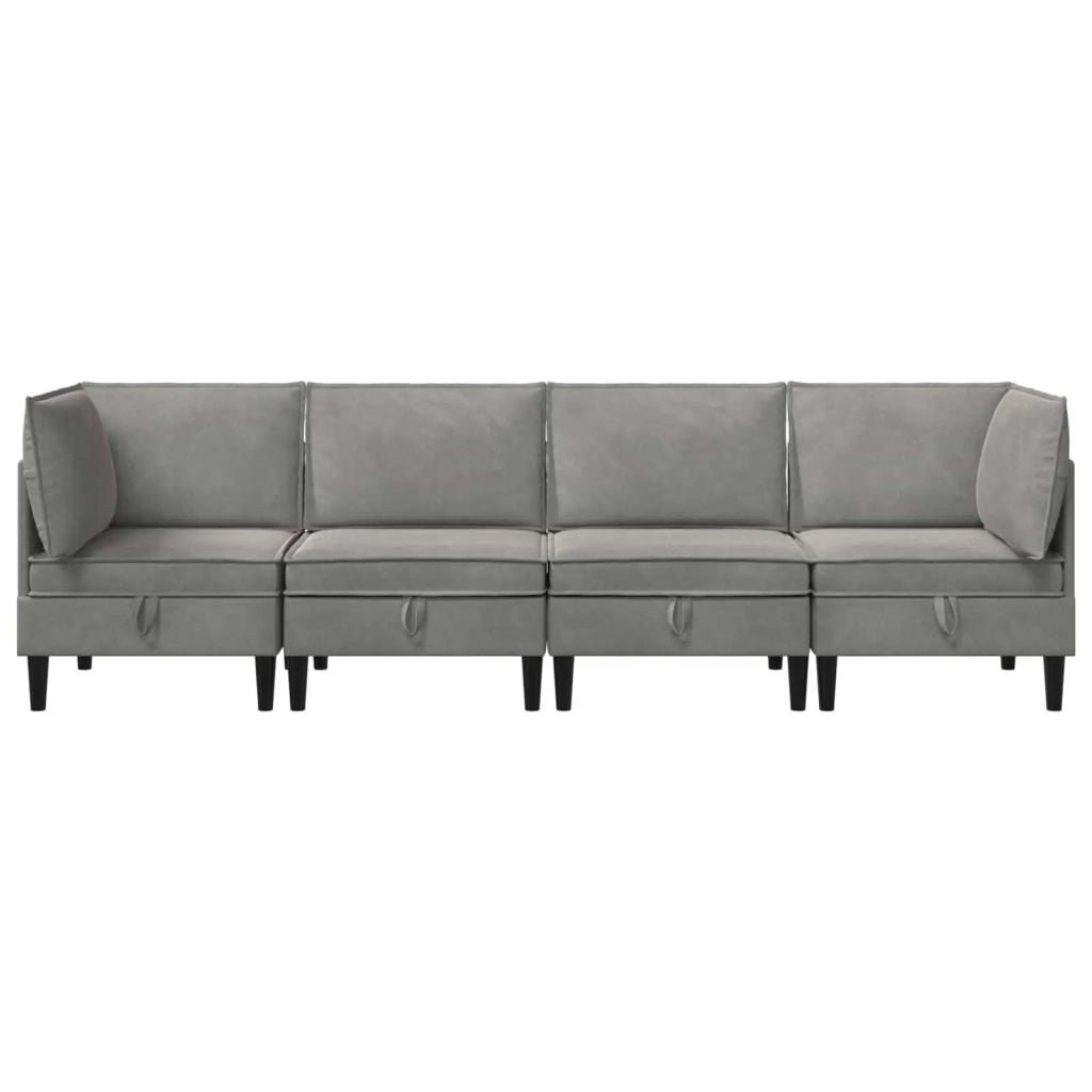 Set di mobili per il soggiorno 4 pcs Grigio Chiaro Velluto 3413729