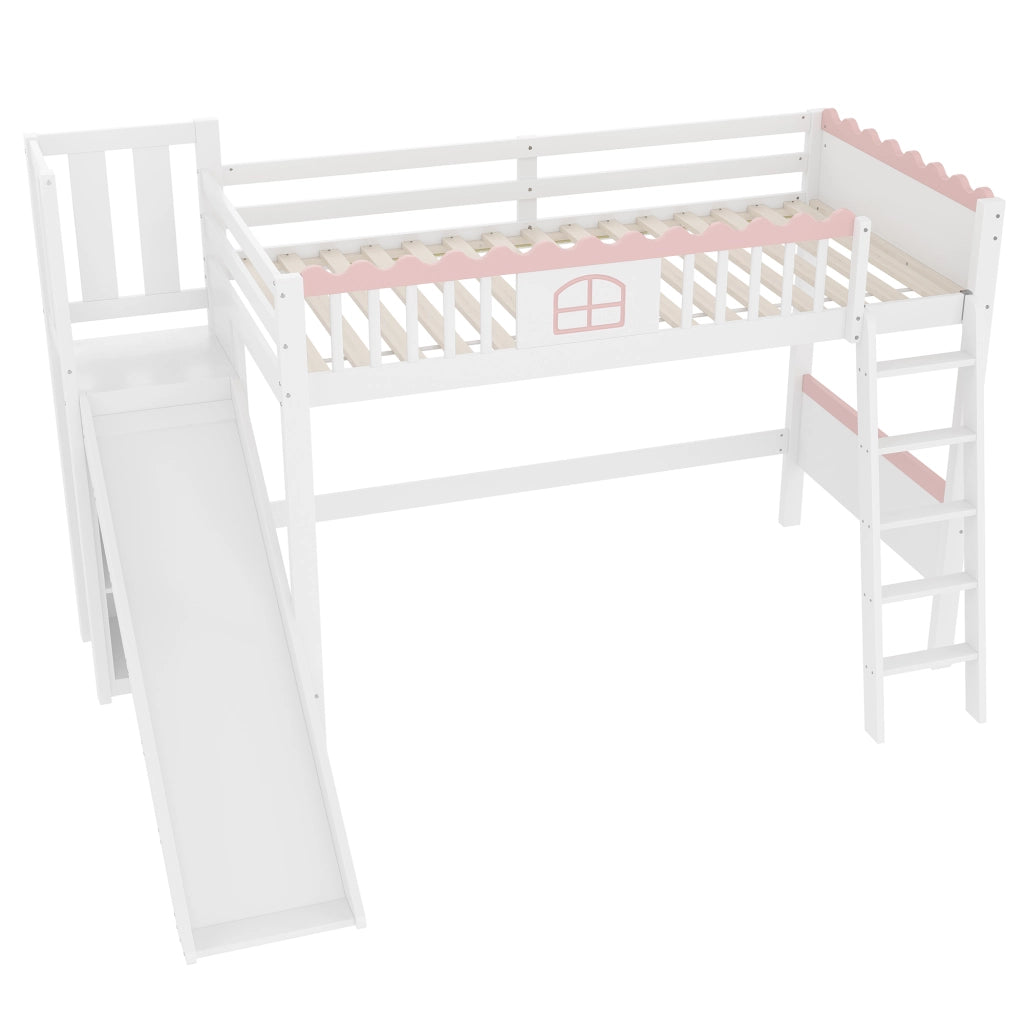 Letto a castello funzione scivolo pino 90x200 cm