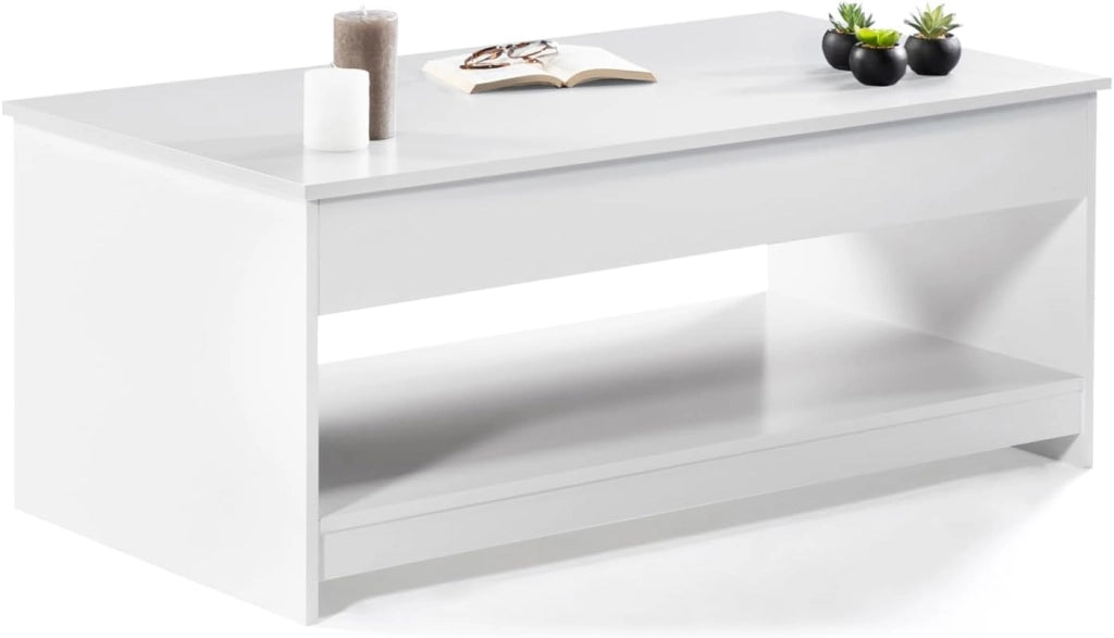 Tavolino con piano sollevabile in legno SOA bianco