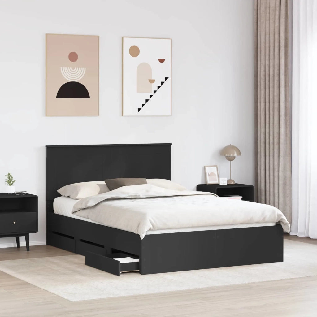 Struttura del letto Nero 140 x 200 cm Legno Ingegnerizzato