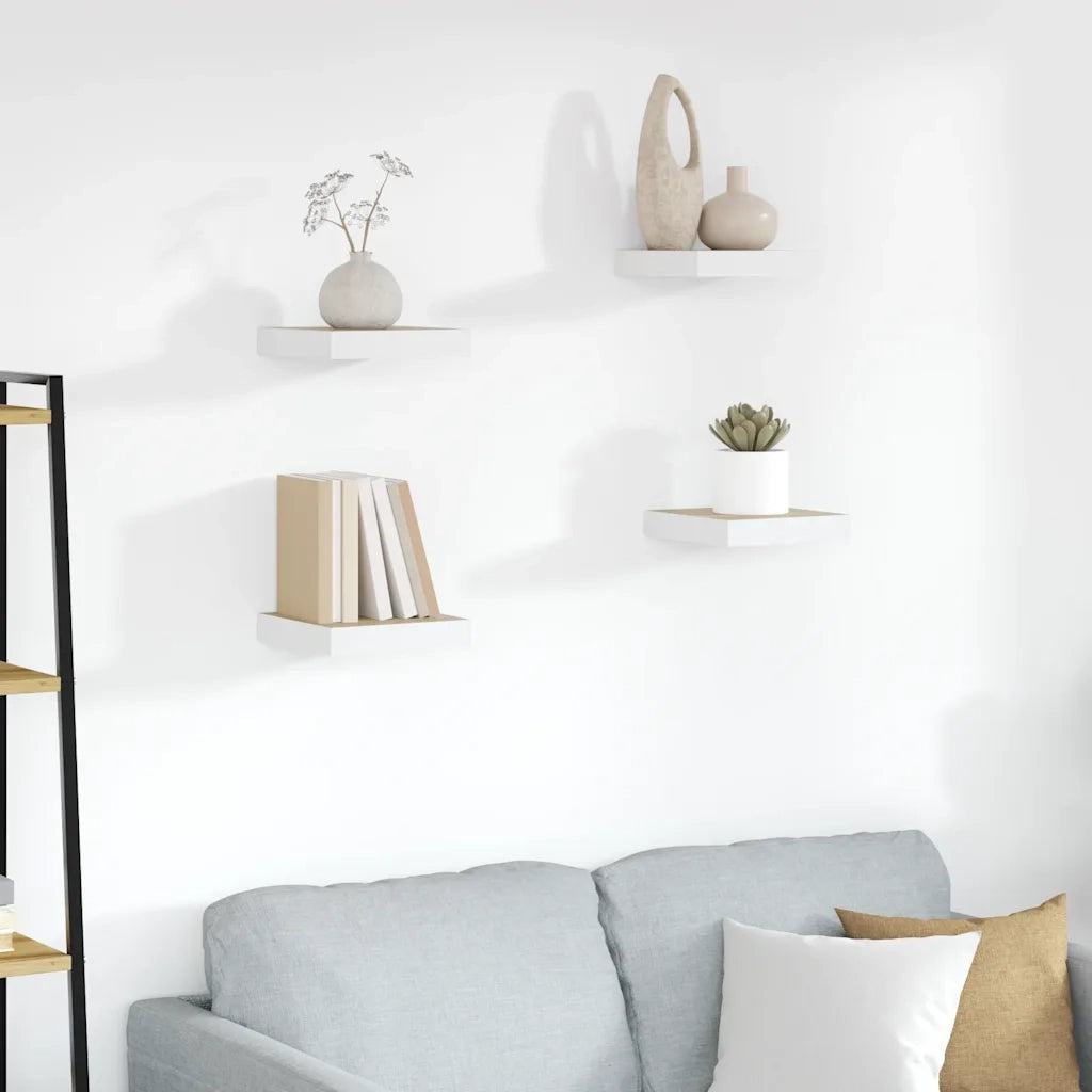 Mensole a Muro 4 pz Rovere e Bianco 23x23,5x3,8 cm in MDF cod mxl 61474
