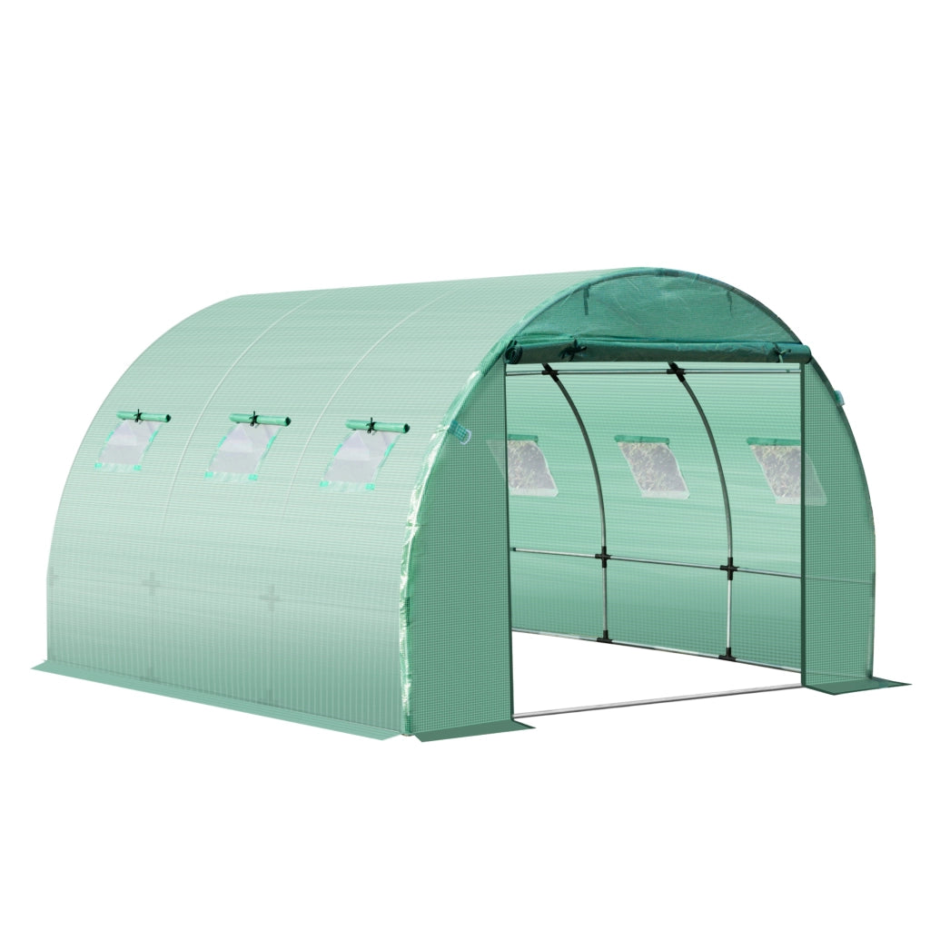 Serra da Giardino Tunnel ¨C zephmum ¨C Verde Scuro 3x3x2m 6 Finestre Porta a Rullo
