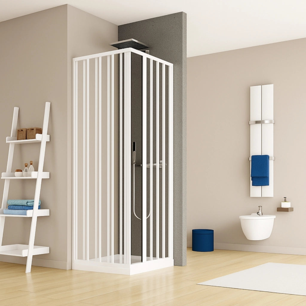 Box doccia angolo soffietto bianco carmen ac altezza cm 185 pvc e maniglia *** misure 90x100 cm, confezione 1