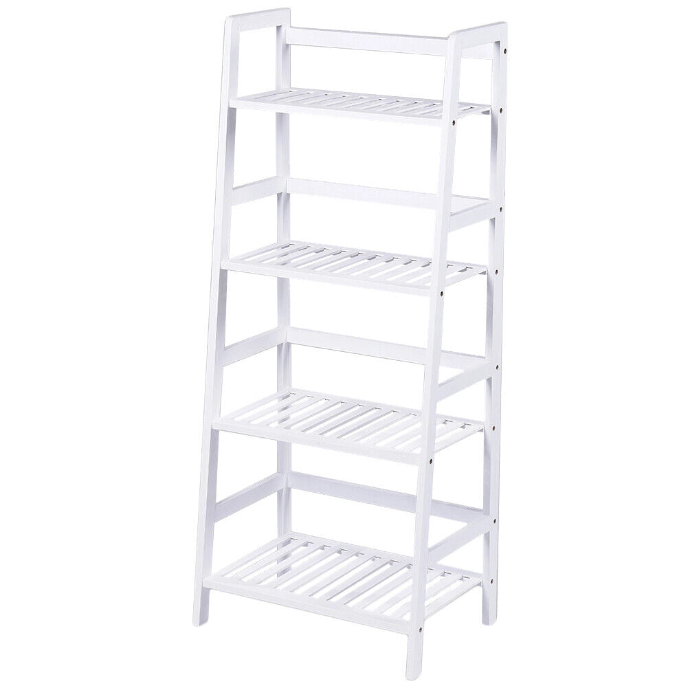 Libreria Scaffale Multiuso in Legno di Bambu 4 Ripiani 116x48x32cm Casa Ufficio