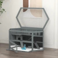 Gabbia per Criceti, 3 Piani, Vassoio Removibile, Legno e Metallo, 115x60x55 cm, Grigio