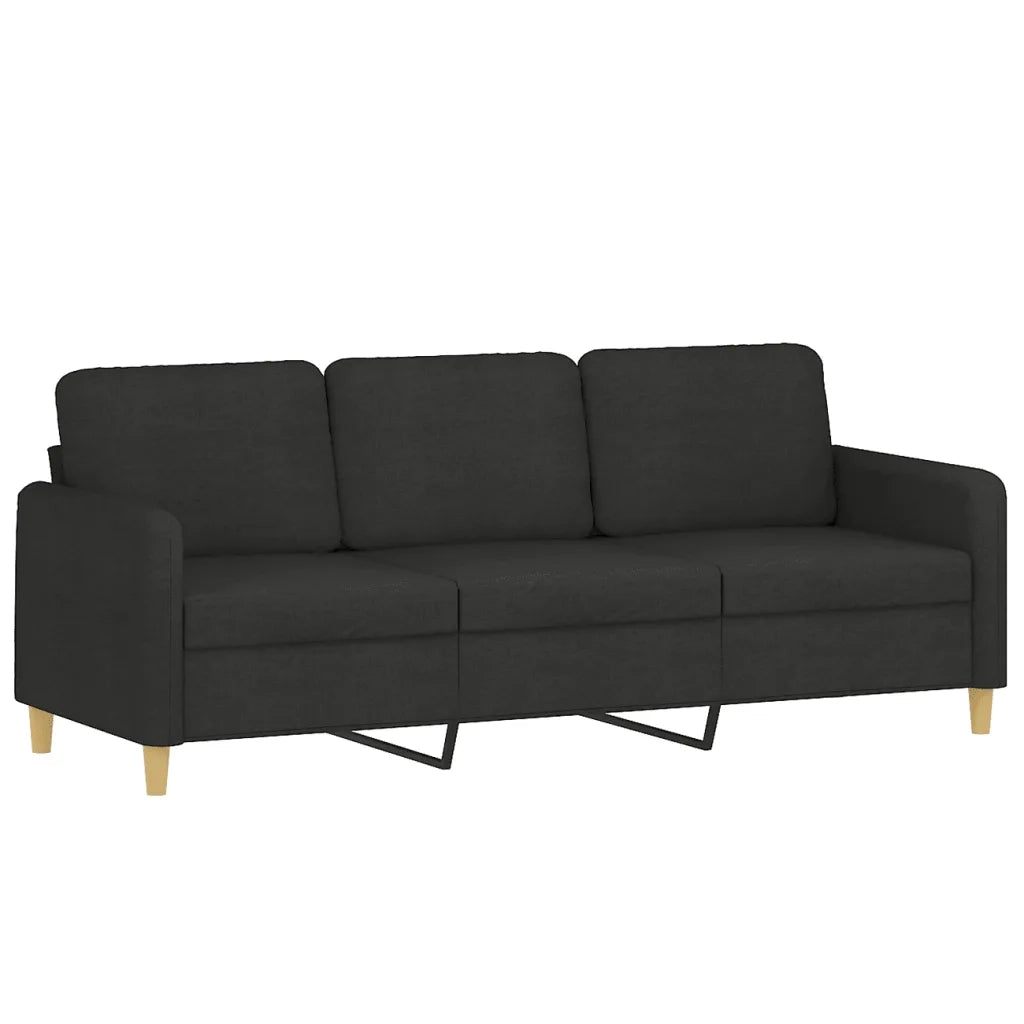 Set di Divani 4 pz con Cuscini Nero in Tessuto