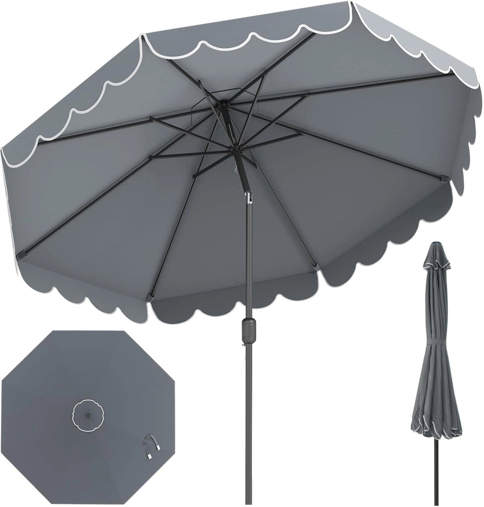 Ombrellone da Giardino 300 cm, con Inclinazione Regolabile, Anti-UV, Manovella, 8 Stecche, Top Ventilato, per Giardino Piscina Patio (Marrone)