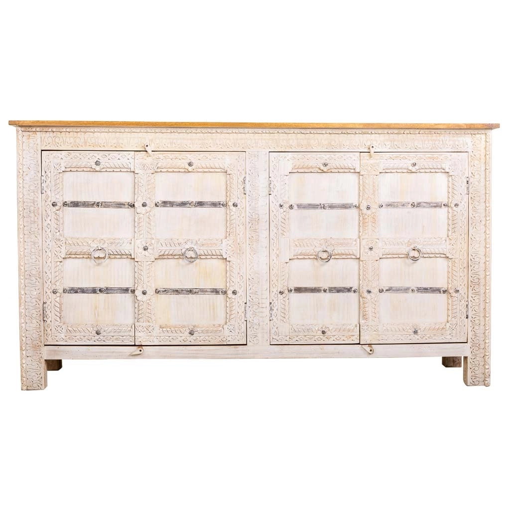 Credenza in legno bianco 190x45x105h