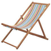 Sdraio da Spiaggia Pieghevole Tessuto Telaio Legno Multicolore cod mxl 6883
