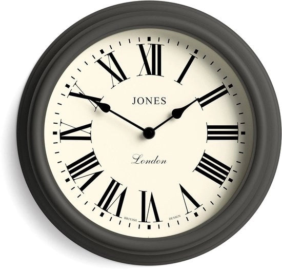Orologio da Parete a Cassetta | Cassetta a Clessidra Classica | 30 cm | Grigio Scuro | Numeri Romani | Design Tradizionale, Ideale per la Cucina, Salotto o Camera da Letto
