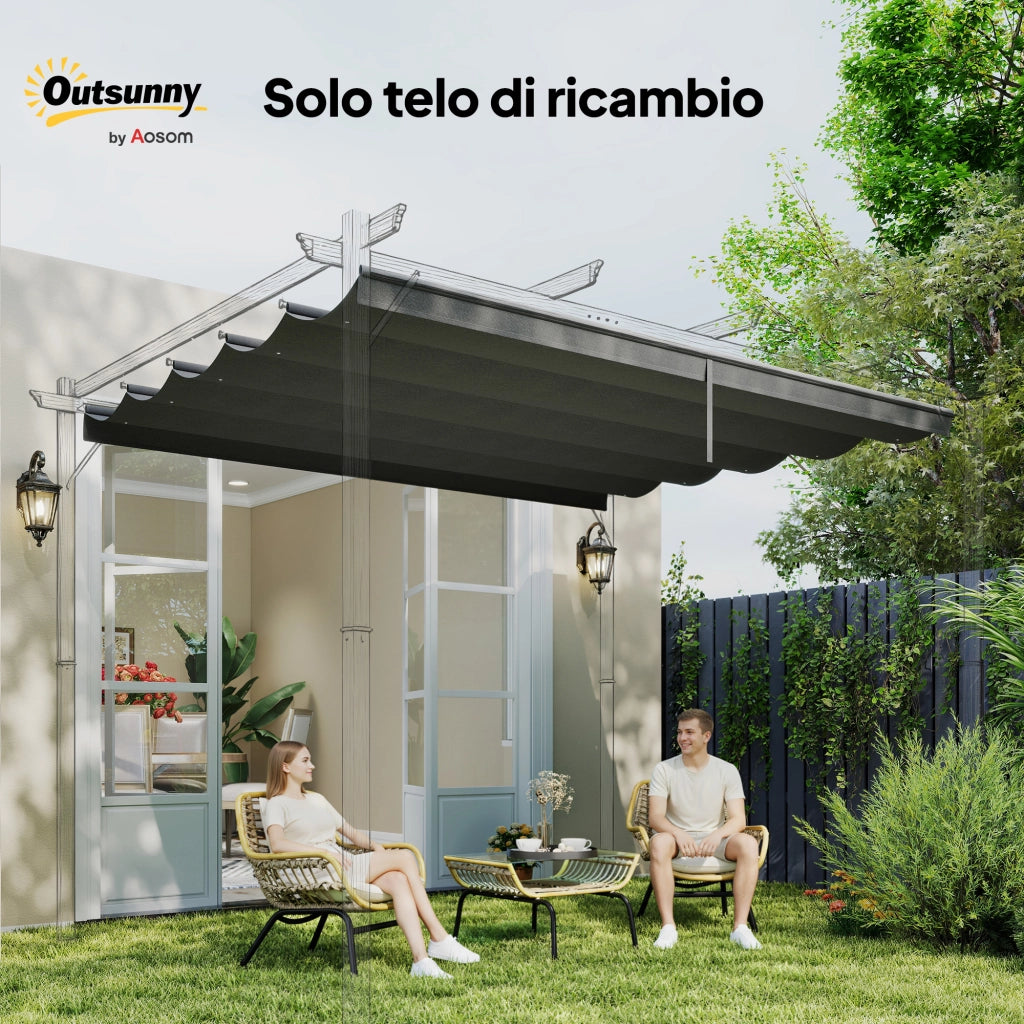 Tettuccio per Gazebo 3x3 m ¨C zephmum ¨C Grigio Poliestere