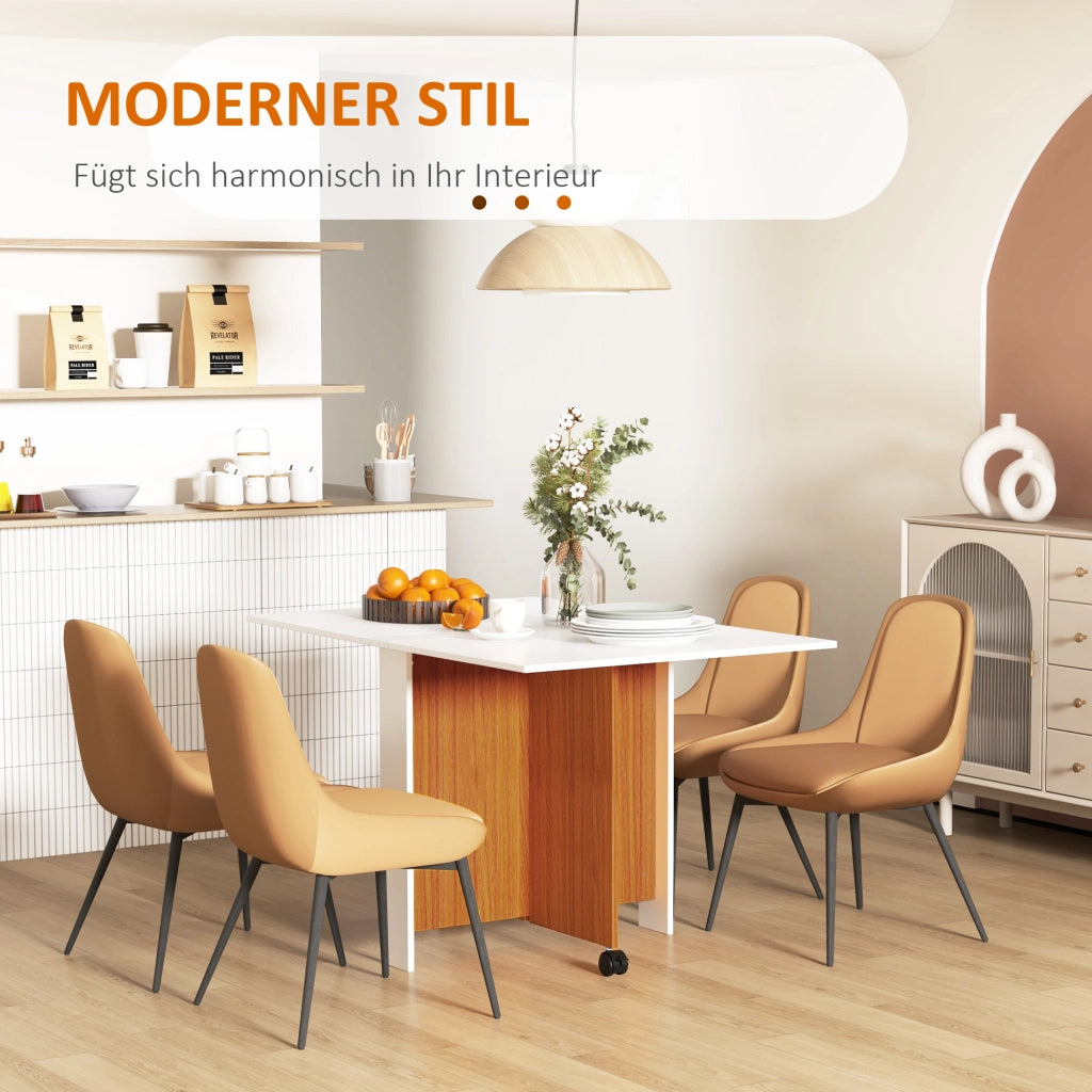TAVOLO PIEGHEVOLE CON RUOTE 120x80x73 cm BIANCO E ROVERE