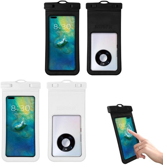Set di Tasche per Telefono da 2 - Impermeabile - Adatto per Smartphone - Cinturino Regolabile - PVC di Alta Qualità - Translucido