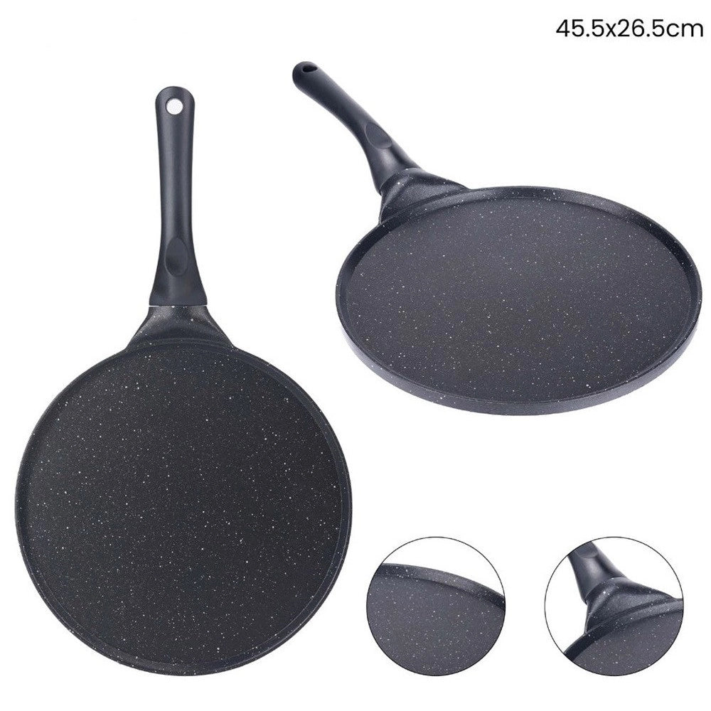Trade Shop - Padella Antiaderente Piastra Liscia Tonda Per Crepes Nera Accessori Per Cucinare 624388 -