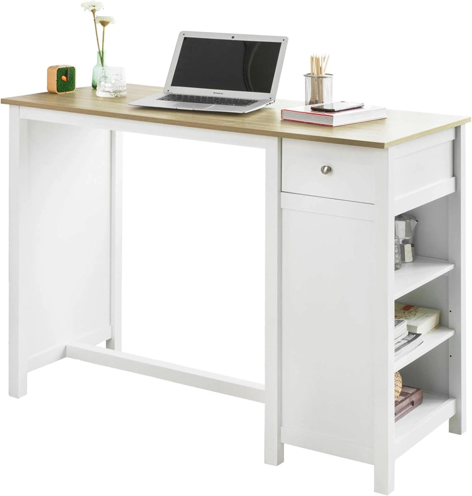 Penisola cucina Tavolo alto bar in legno Lunghezza: 120 cm Profondità: 55 cm Altezza: 90 cm bianco FWT64-WN