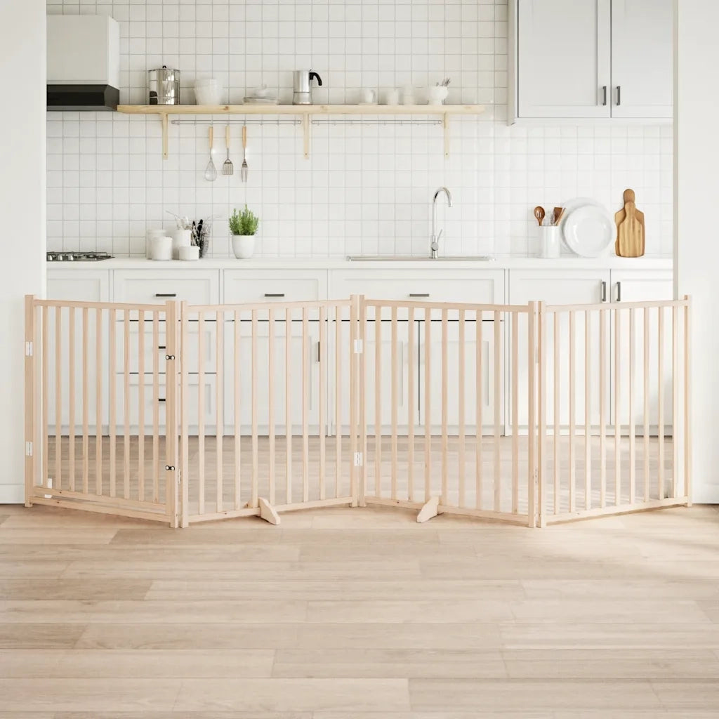 vidaXL Cancello Cani Porta Pieghevole 4 Pannelli 320 cm Massello Abete