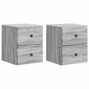 Mobiletto da notte a muro 2 pcs Grigio Sonoma 34,5 x 33 x 40 cm