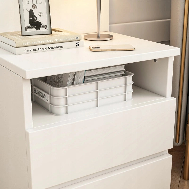 Comodino, Tavolino, 40 cm, Cassettiera per Camera da Letto, 2 Cassetti, Bianco, Loft, Moderno