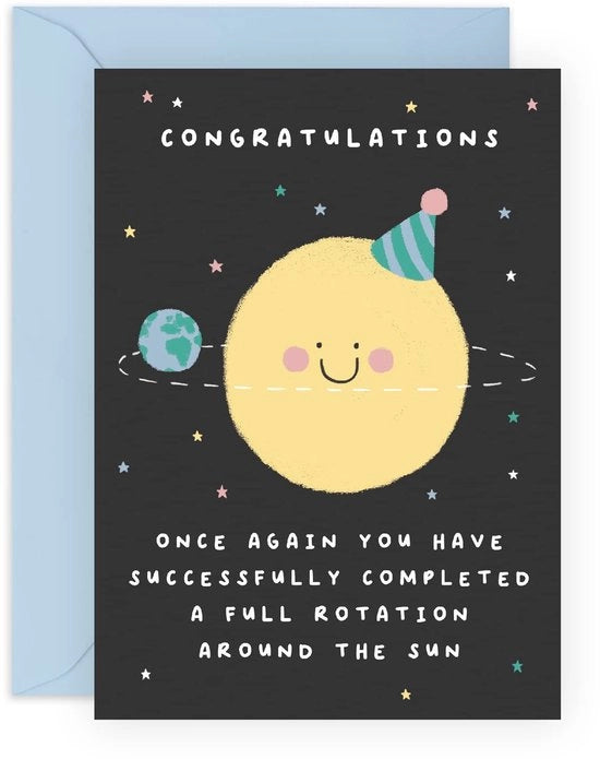 Carta di auguri con adesivi - Carte augurali divertenti - Pianeti - Carte umoristiche per lui/lei - Carta FSC certificata - Vuota per messaggio personale - Carta di auguri
