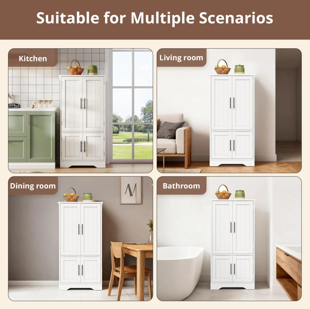 Credenza alta moderna 120x60x40 cm in MDF bianco con luce LED sensore; ante scanalate