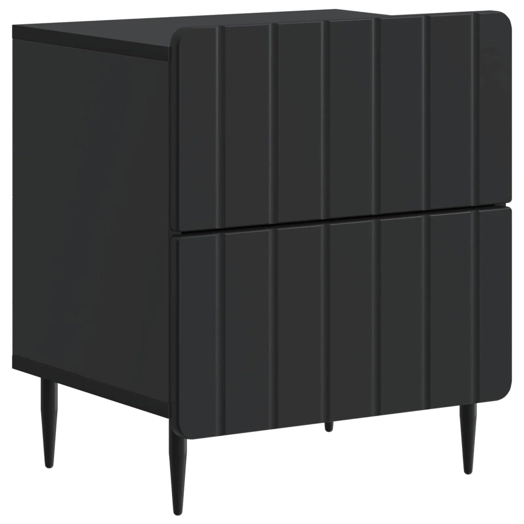 Comodino | Armadio da Notte | Mobiletto da notte Nero 43 x 34,5 x 49,5 cm Legno ingegnerizzato