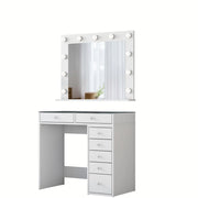 Tavolino da toilette "Kona" con specchio in legno - 90 x 44 x 80 cm - Bianco