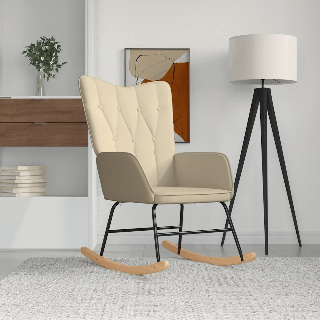 Sedia a Dondolo Crema in Tessuto 327613