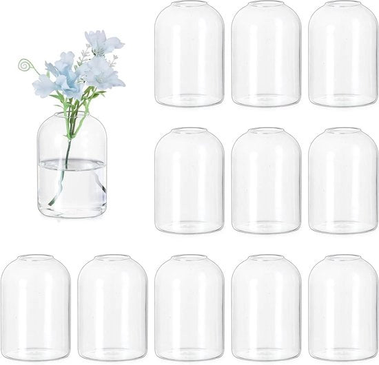 Set di 12 vasi di vetro rotondi per decorazione di tavola - matrimonio - decorazione moderna - vaso di fiori carino - decorazione di soggiorno Kawaii