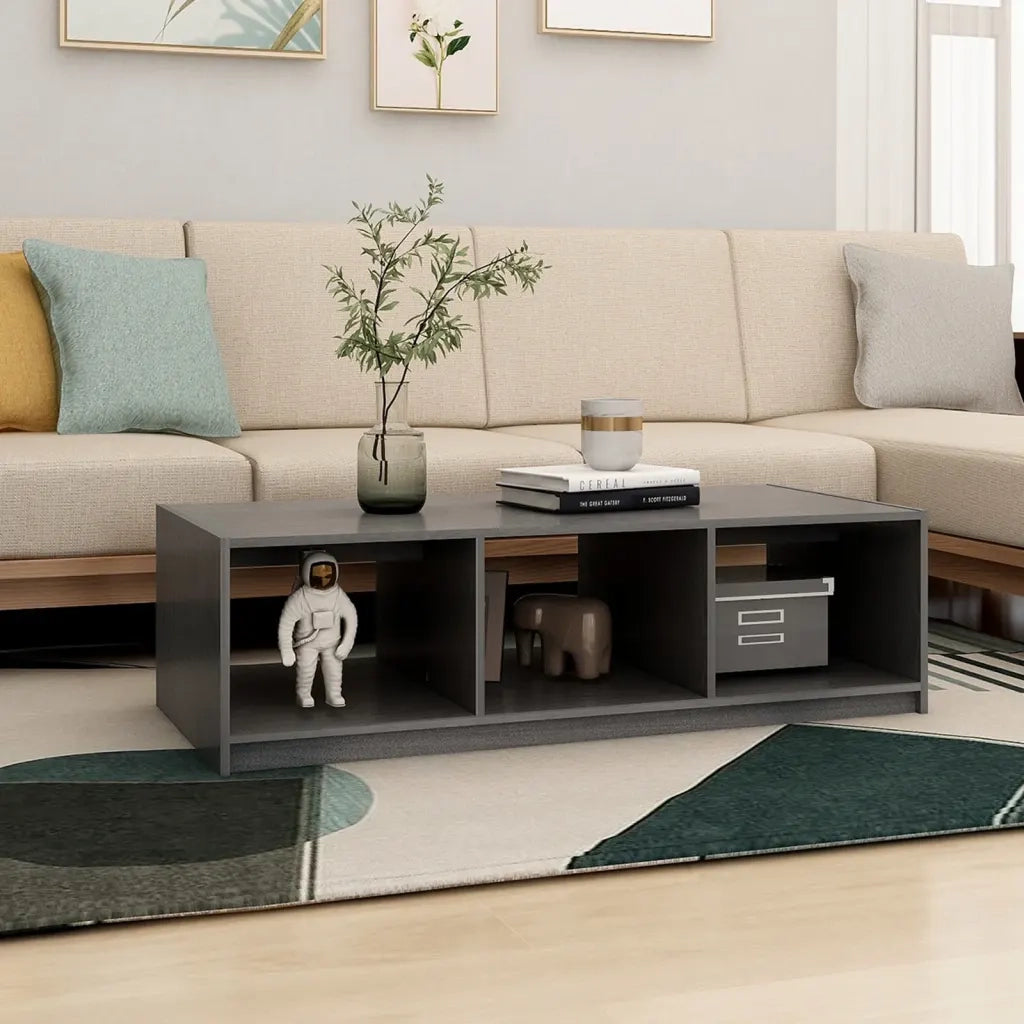 Tavolino da Salotto-Tavolino da soggiorno Grigio 110x50x34 cm Legno Massello di Pino
