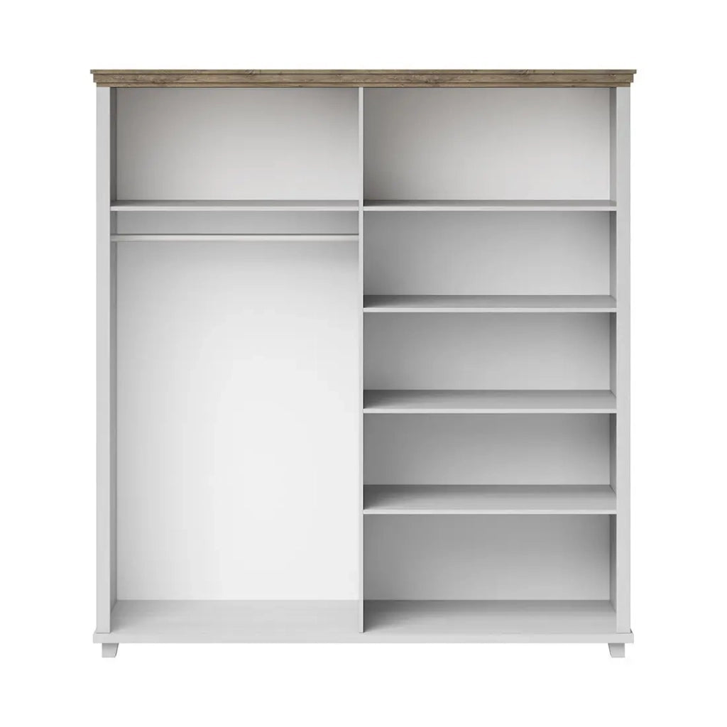 Armadio 200x220 con 4 porte. Colori bianco e rovere. Collezione ASSIA