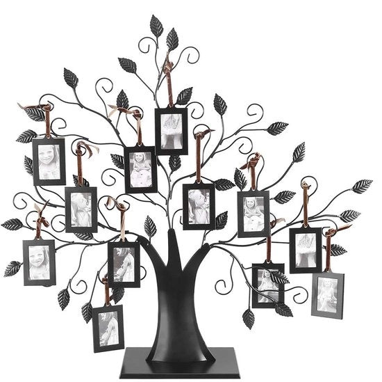 Set di cornici per foto 12 pezzi - Decorazione da tavolo indipendente - Materiale di alta qualità - Duraturo - Design moderno a forma di albero - Resistente alla corrosione - Set di cornici per foto