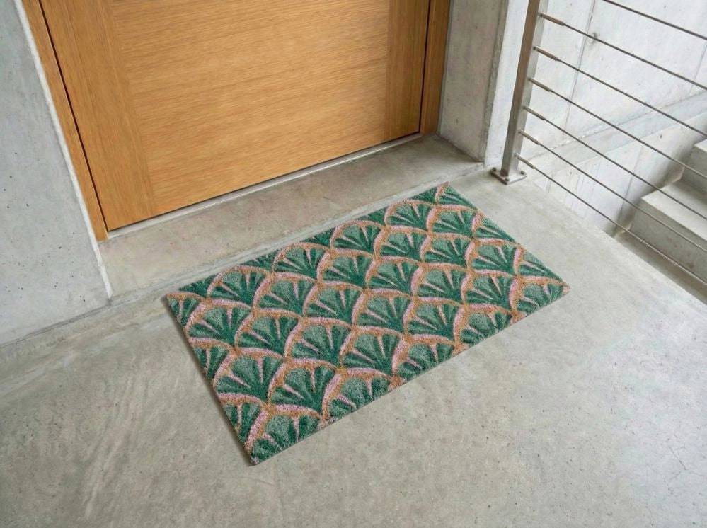 Zerbino in fibra di cocco verde con fondo antiscivolo 45 x 75 cm Zerbino decorativo antiscivolo di benvenuto