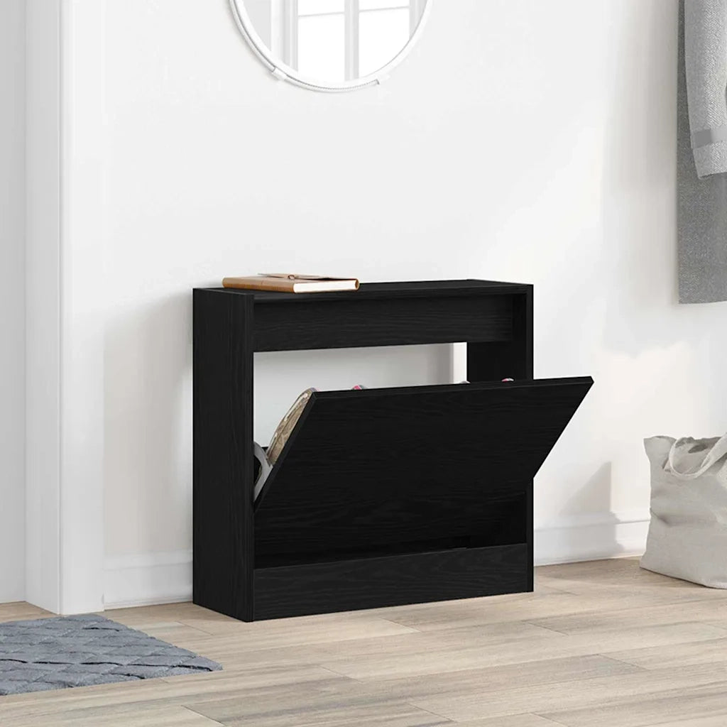 Mobile per scarpe Rovere Nero 60 x 21 x 57 cm Legno multistrato 869101
