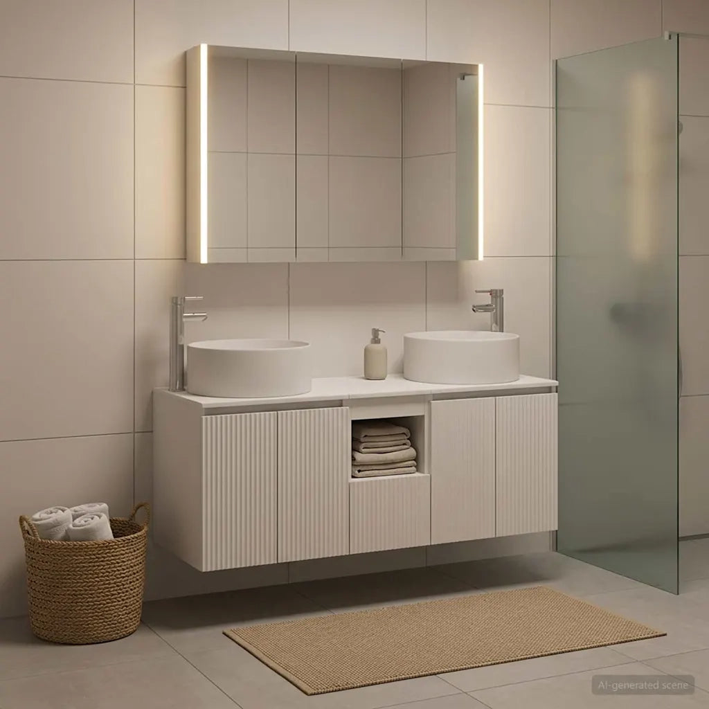 Set di Armadi da Bagno 4 pcs Bianco 103,5 x 15,5 x 70 cm 3406583