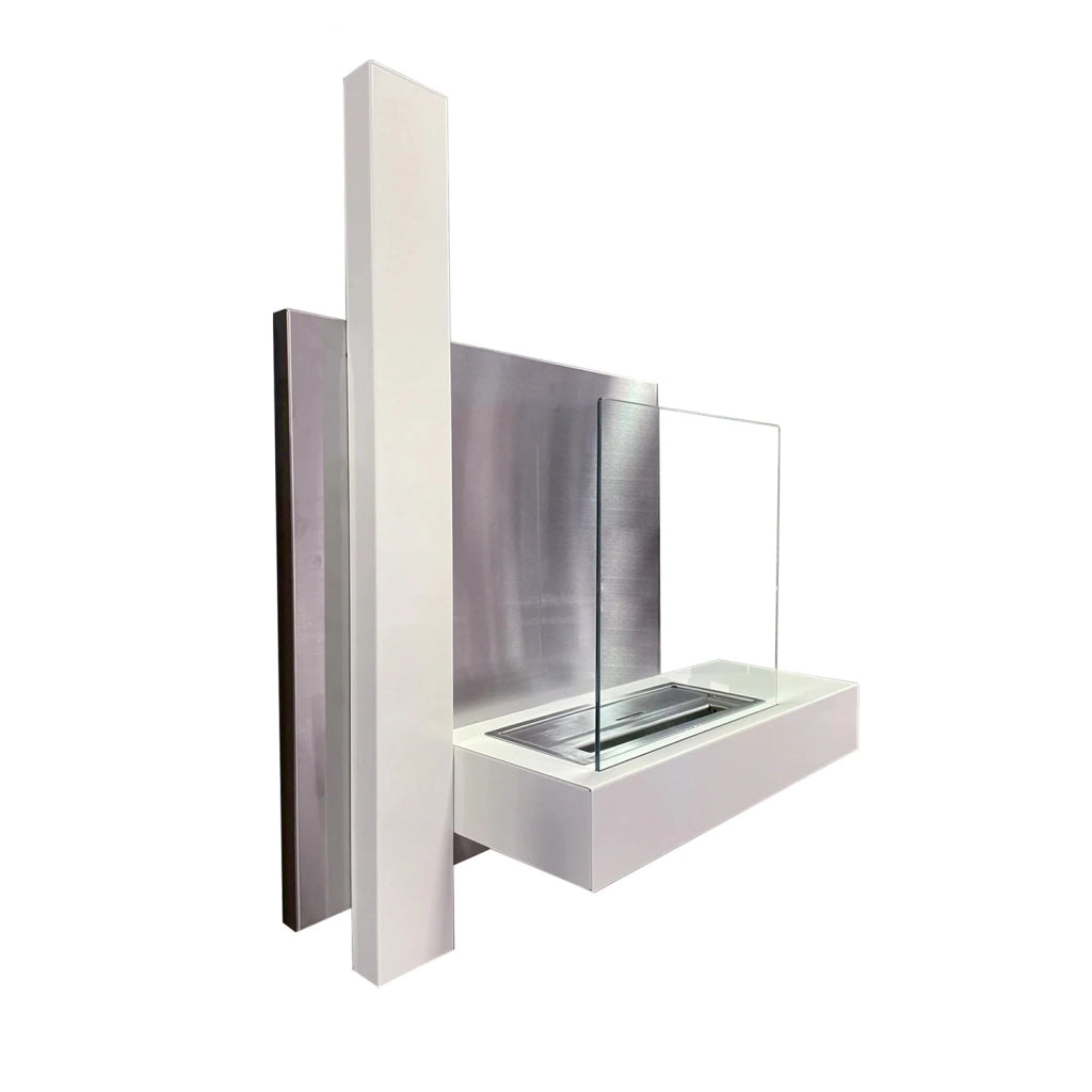 Vienna - Camino a bioetanolo da parete 65x23xH75 cm, colore bianco