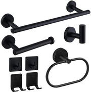 Set di accessori da bagno in acciaio inox a 8 pezzi - supporto asciugamano, supporto carta igienica, apriporta doccia e altro - nero opaco