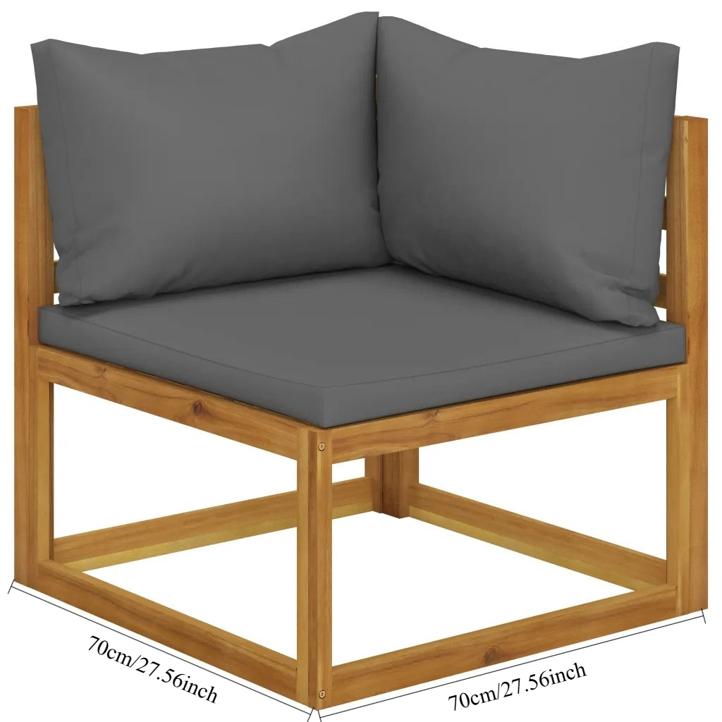 5-piece Garden Lounge Set With Cushions Made Of Solid Acacia Wood