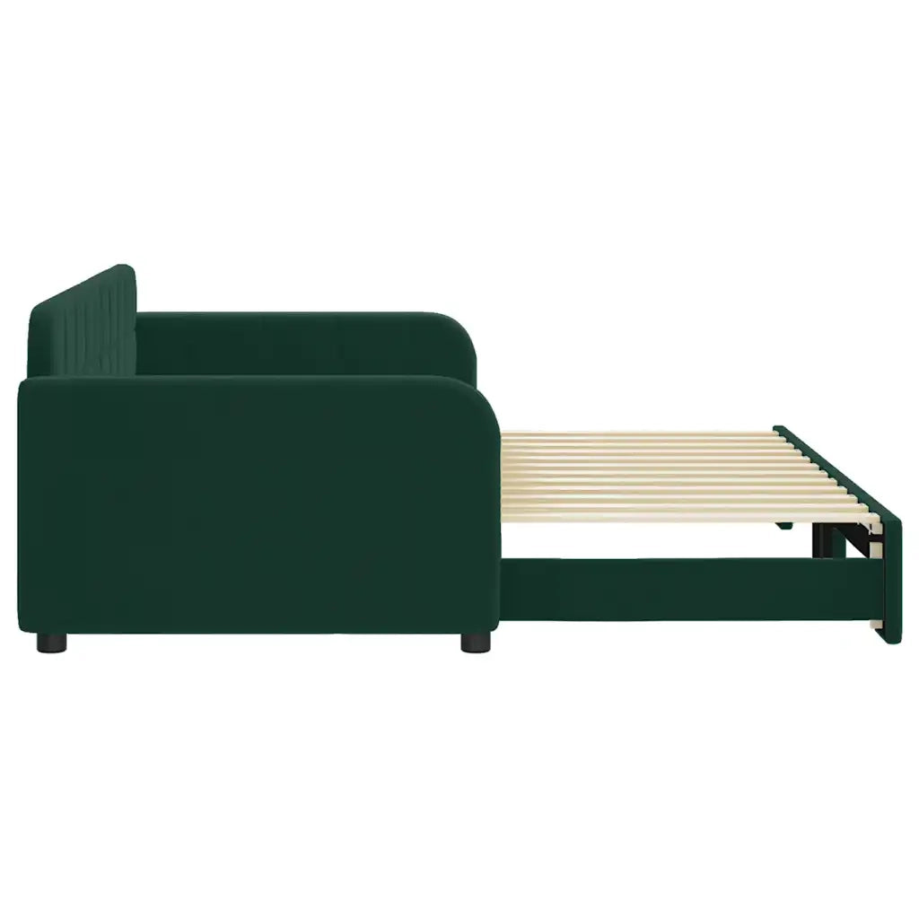 Divano Letto con Letto Estraibile Verde Scuro 90x200cm Velluto