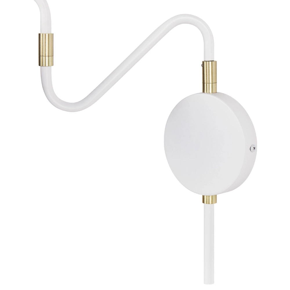 Lampada da parete con paralume in metallo bianco regolabile a braccio lungo camera da letto soggiorno