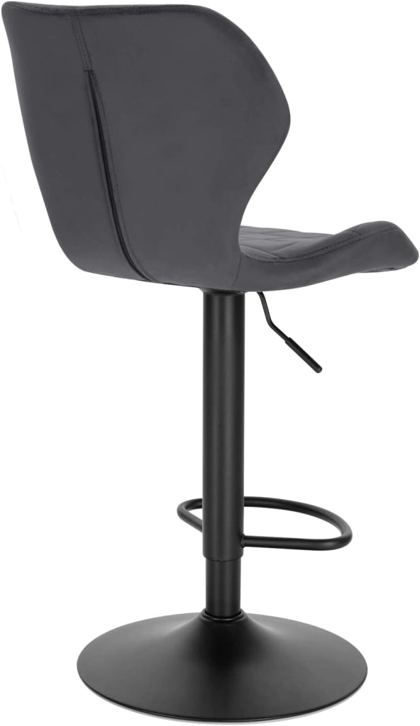 Set di 2 Sgabelli da Bar con Schienale e Poggiapiedi Girevoli a 360° Sedia Alta da Cucina con Seduta Regolabile tra 60-82cm in Velluto e Metallo Grigio Scuro BH324dgr-2
