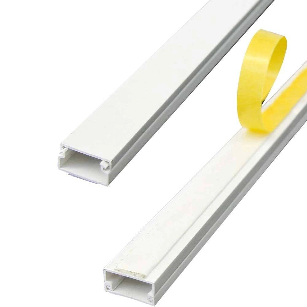 Trade Shop - Set 2 Canalina Elettrica Passacavi Adesiva Da 1mt In Plastica Bianco 20 X 10 Mm -
