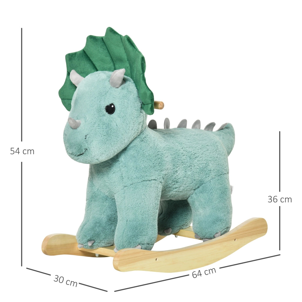 Giocattolo Dinosauro a Dondolo con Suono ¨C zephmum ¨C Verde Legno di Pioppo
