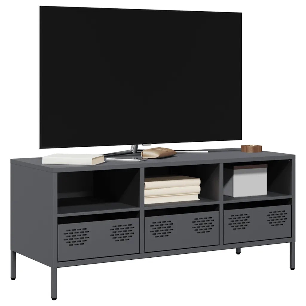 Mobile TV Antracite 101,5x39x43,5 cm Acciaio Laminato a Freddo