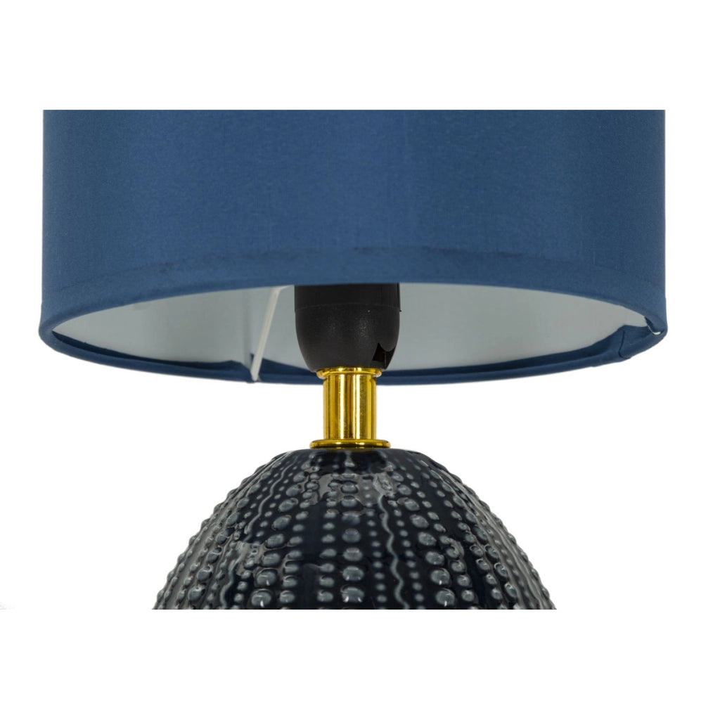 Lampada da comodino Flavi Blu in ceramica con paralume in tessuto — O 15 cm