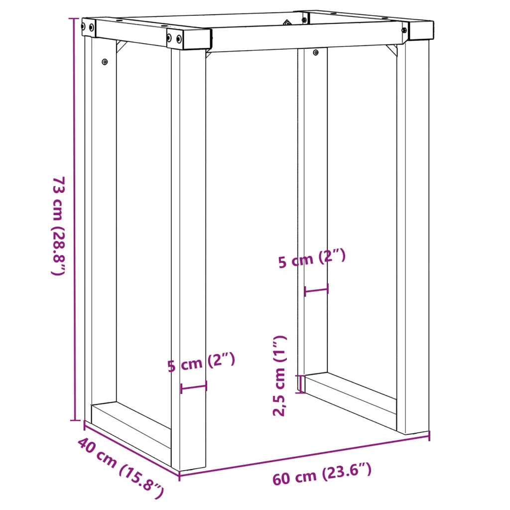 Telaio Gambe a O per Tavolo da Pranzo 60x40x73 cm in Acciaio