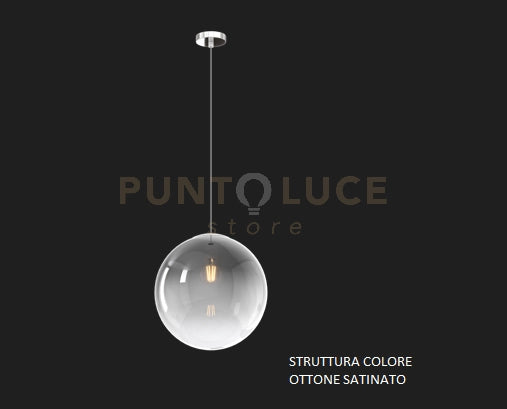 SOSPENSIONE OTTONE SAT. 1 LUCE VETRO GRANDE FUME' 1194OS-S30-FU