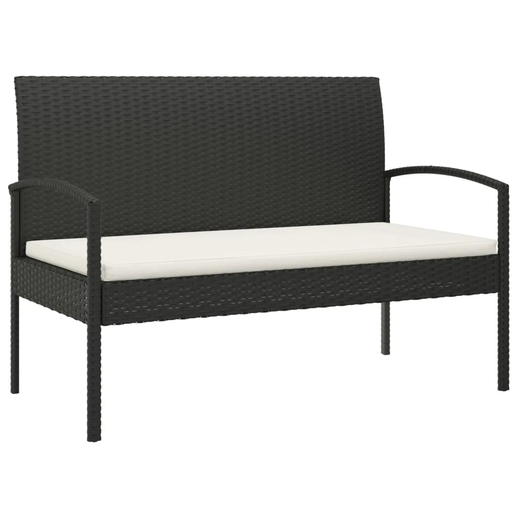 Panca da Giardino con Cuscino Nera 105 cm in Polyrattan 362166