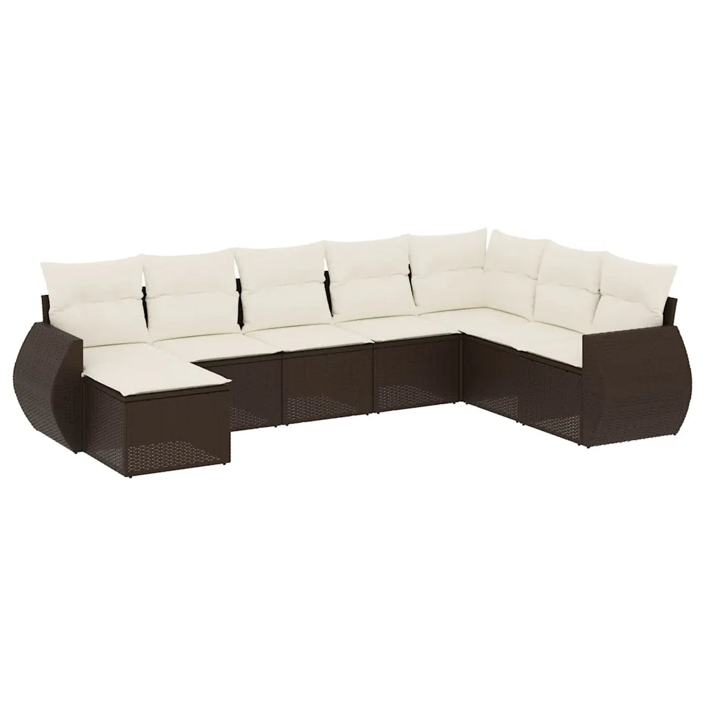 Set Divani da Giardino 8 pz con Cuscini Marrone in Polyrattan 3254100